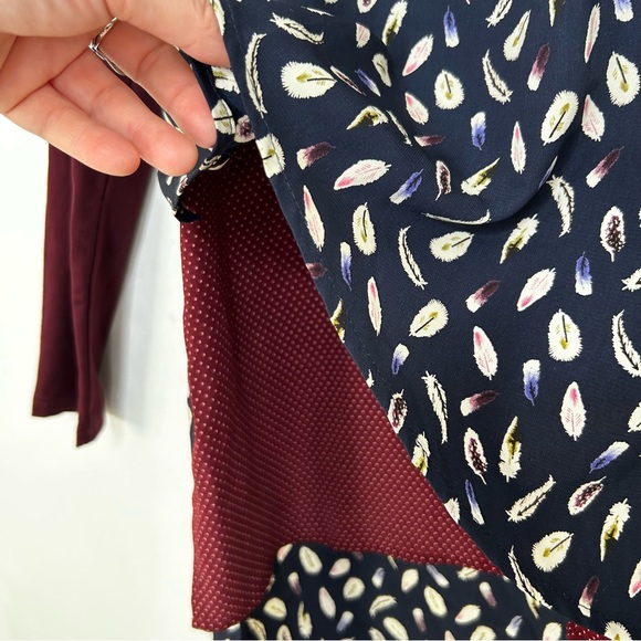 Encore Tunic Top Reworked Layered Asymmetrical Jersey Knit Silky Burgundy Blue M - Picture 7 of 16